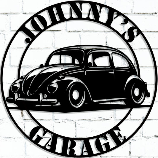 Vintage VW Beetle metal sign – classic Volkswagen garage wall art