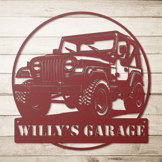 Classic Jeep metal sign – vintage 4x4 off-road wall art for garage decor