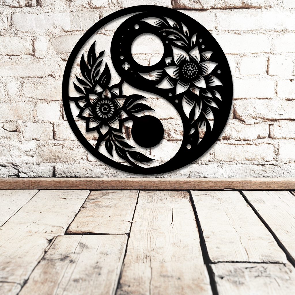 yin yang metal sign